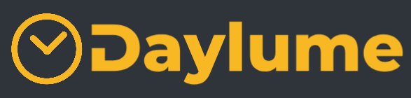 Daylume logo in yellow with a checkmark-in-circle icon on a dark charcoal background.